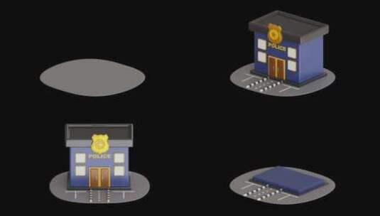 警察局大楼3D动画|阿尔法频道高清在线视频素材下载