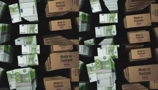 泰国制造盒子，带欧元钱袋环3d高清在线视频素材下载