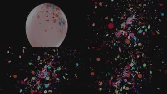 气球爆炸蹦出五颜六色的碎片高清在线视频素材下载