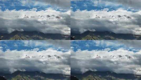 被云雾挡住的南迦巴瓦雪山高清在线视频素材下载