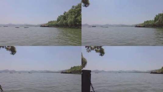 杭州西湖湖面水面波浪轮船高清在线视频素材下载