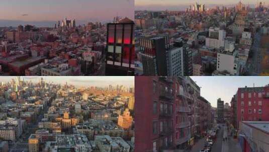 城市航拍纽约曼哈顿萨拉罗斯福公园街道大楼高清在线视频素材下载