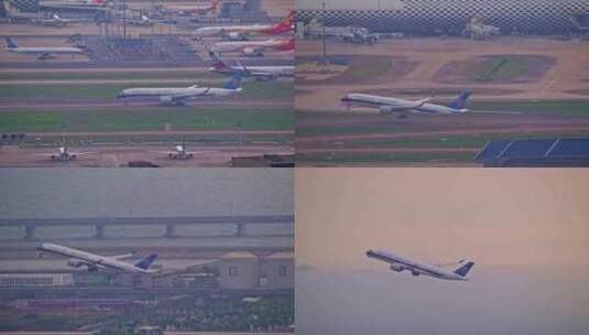 8K深圳机场起飞的中国南方航空客机3高清在线视频素材下载