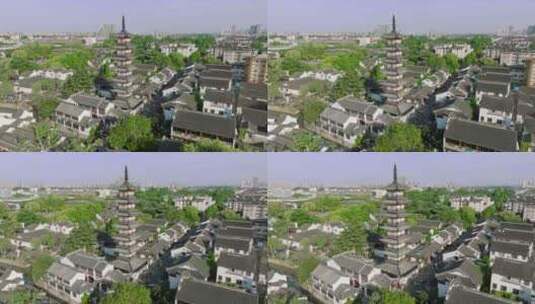 上海嘉定法华塔航拍高清在线视频素材下载