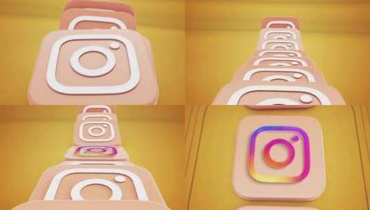 动态Instagram橙色3D图标高清在线视频素材下载