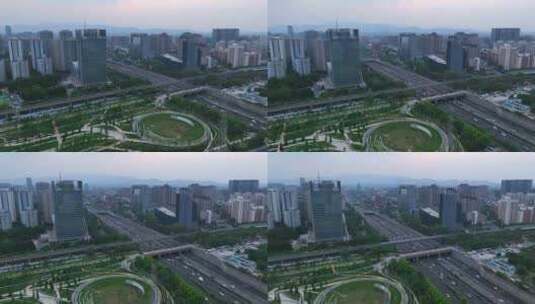 北京城市航拍延时(京张铁路遗址公园)高清在线视频素材下载