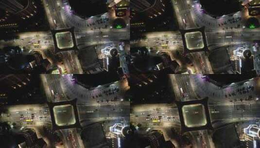 广东中山市夜景交通航拍高清在线视频素材下载