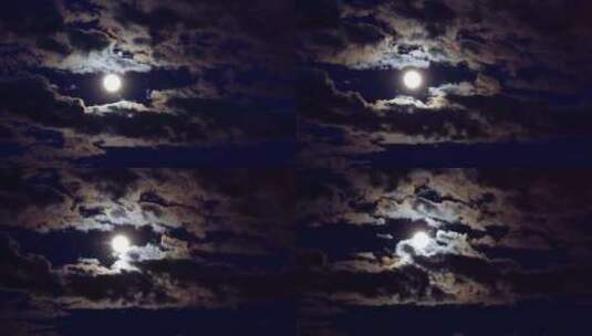 满月星夜有一些云高清在线视频素材下载