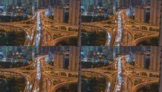 中国上海|夜景下的九龙柱远景高清在线视频素材下载