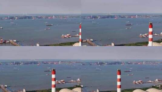 航拍上海长江口船舶 长兴岛 高清在线视频素材下载