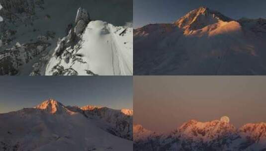 雪山雪景FPV穿越机无人机航拍雪山高原山脉高清在线视频素材下载