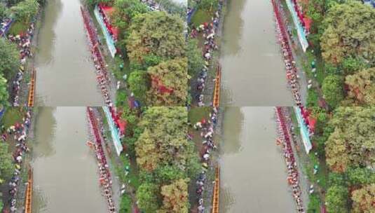 中国广东省广州市天河汇彩路深涌杯龙舟比赛高清在线视频素材下载