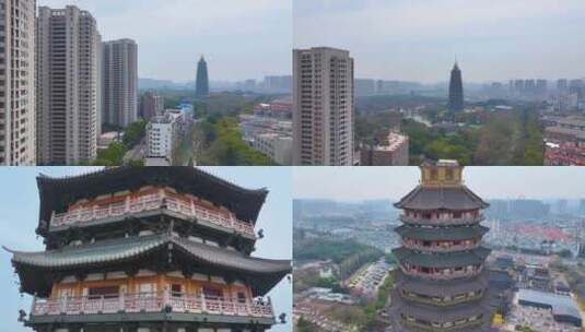 江苏常州天宁禅寺古塔红梅公园航拍天宁区城高清在线视频素材下载