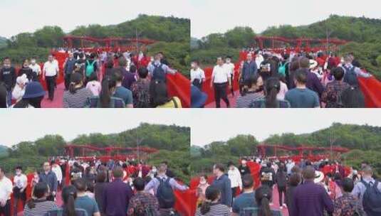 深圳光明红桥上的游客人山人海超级慢镜头高清在线视频素材下载