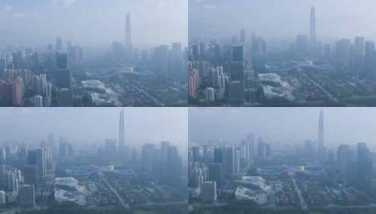 航拍 深圳湾 市民中心 最高建筑 深圳地标高清在线视频素材下载