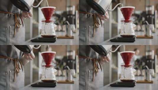 倒热水煮咖啡高清在线视频素材下载