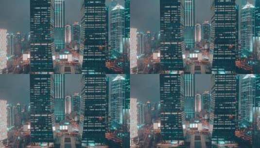 上海陆家嘴金融城夜景航拍高清在线视频素材下载