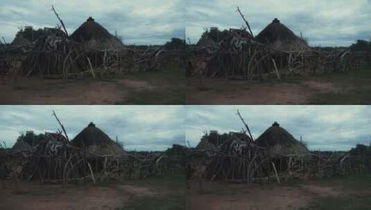 非洲部落的村庄高清在线视频素材下载