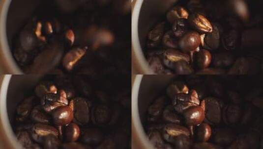 咖啡豆掉落在罐子里高清在线视频素材下载