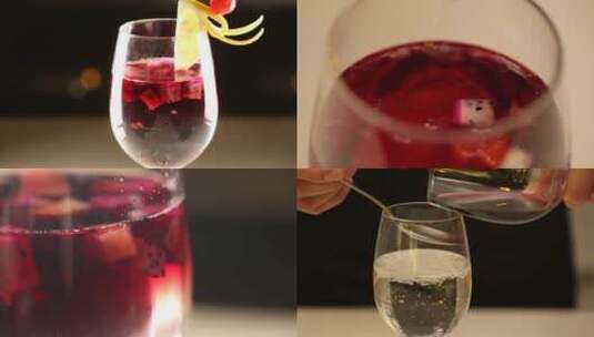 【镜头合集】苏打红酒调鸡尾酒高清在线视频素材下载