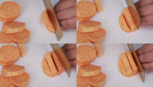 切红薯丁红薯块高清在线视频素材下载