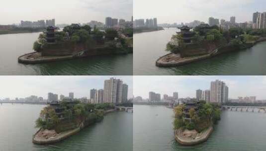 湖南衡阳石鼓书院4A景区航拍高清在线视频素材下载