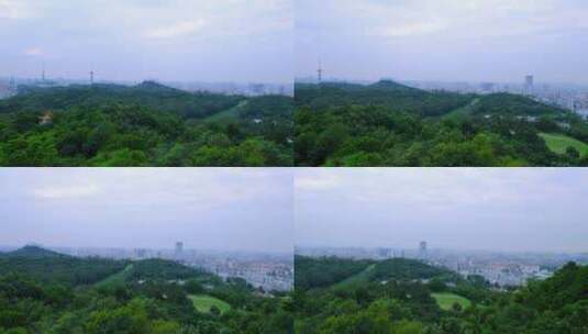 广州麓湖公园鸿鹄楼拍城市全景风光高清在线视频素材下载