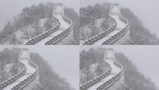 北京黄花城长城雪景4K拍摄高清在线视频素材下载