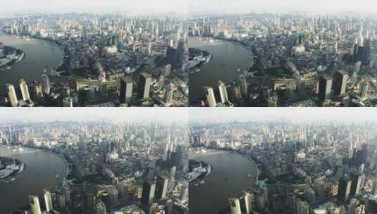 上海黄浦区外滩景点苏州河4K航拍高清在线视频素材下载