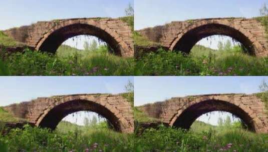 乡村一个古代拱桥 有几百年历史高清在线视频素材下载