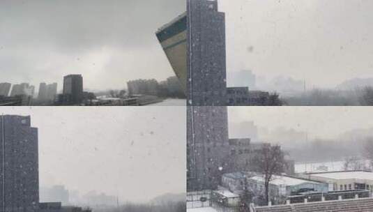 【镜头合集】冬季里的城市灰色下雪高清在线视频素材下载