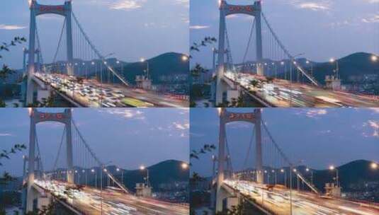 4K厦门海沧大桥日落延时高清在线视频素材下载