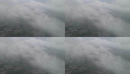 云层中俯瞰乡村高清在线视频素材下载