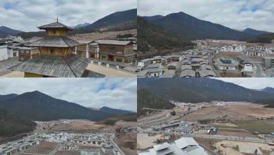 航拍西藏林芝鲁朗小镇冬季无人御3高清在线视频素材下载