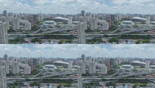 徐家汇上海体育场航拍空镜高清在线视频素材下载