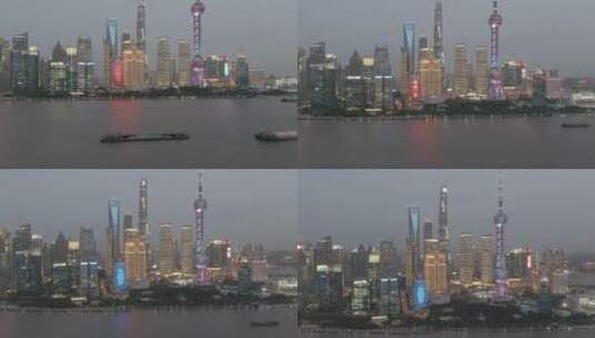 上海外滩的傍晚航拍高清在线视频素材下载