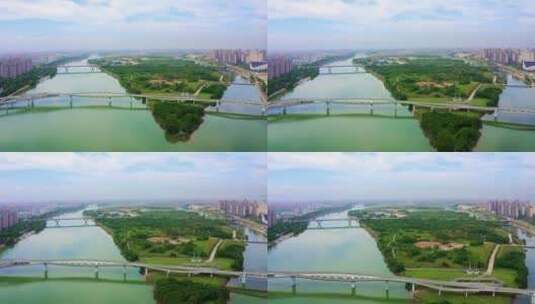 衢州市区衢江网红桥礼贤桥航拍高清在线视频素材下载