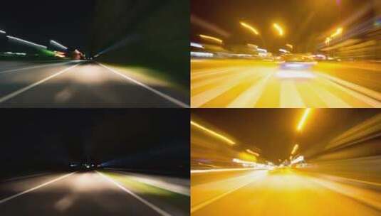 夜间开车第一视角延时高清在线视频素材下载