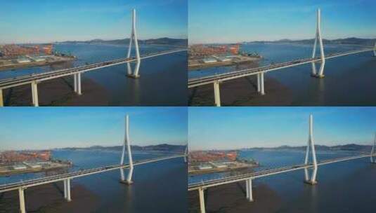 厦门航拍厦漳大桥建筑景观高清在线视频素材下载