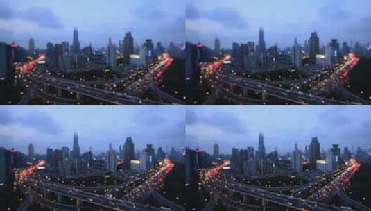 上海城市立交桥交通枢纽车流立体交通高清在线视频素材下载