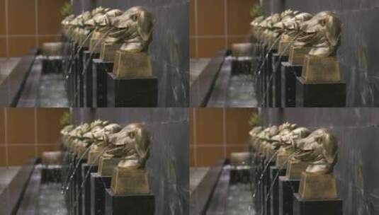十二生肖雕塑喷水高清在线视频素材下载