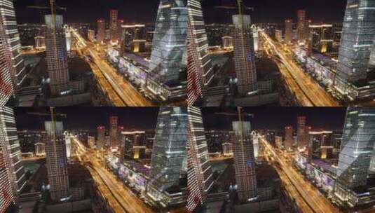 北京国贸桥俯拍夜景车流高清在线视频素材下载
