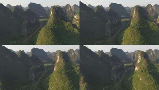 广西崇左喀斯特地貌峰林自然风光航拍高清在线视频素材下载
