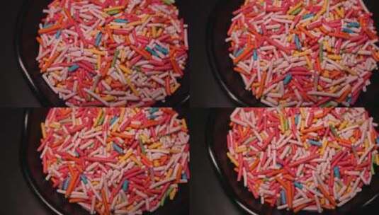 朱古力彩针糖豆蛋糕烘焙装饰糖高清在线视频素材下载