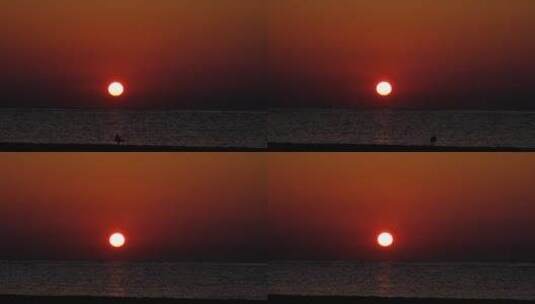 美丽的大海日出日落 海岸线的日出日落高清在线视频素材下载