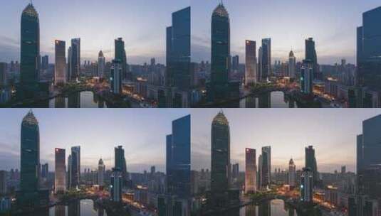 延时摄影武汉城市金融街地标天际线高楼夜景高清在线视频素材下载