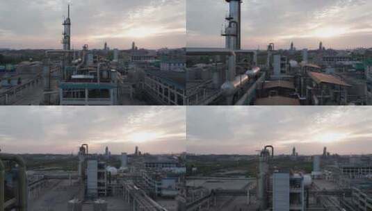 化工厂夜景航拍高清在线视频素材下载