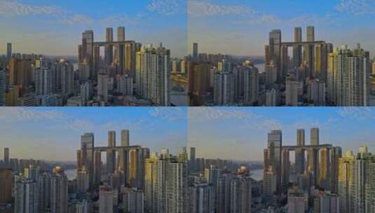 高清航拍城市建筑唯美夕阳日落高清在线视频素材下载