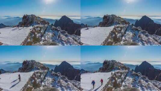 黄山光明顶冬季雪景风光6K延时高清在线视频素材下载