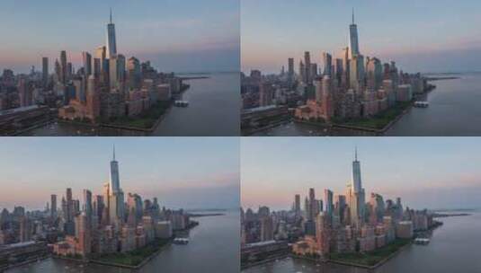 纽约曼哈顿特区世贸中心航拍高清在线视频素材下载